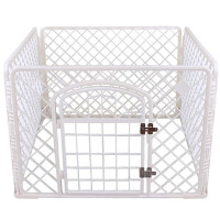 Tarc animale companie, portabil, 4 panouri, usa cu inchidere dubla, 85x85x60 cm, alb