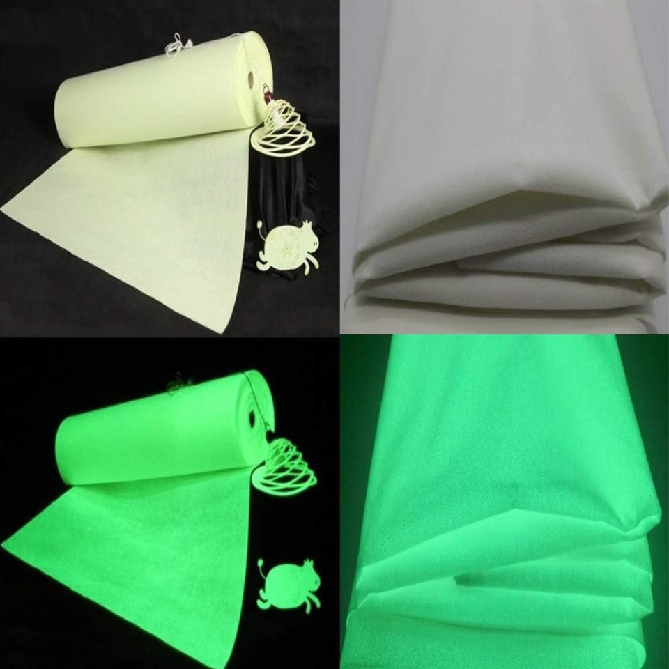 Material textil verde glow luminescent, 1.45 mp, lavabil, 190g/mp