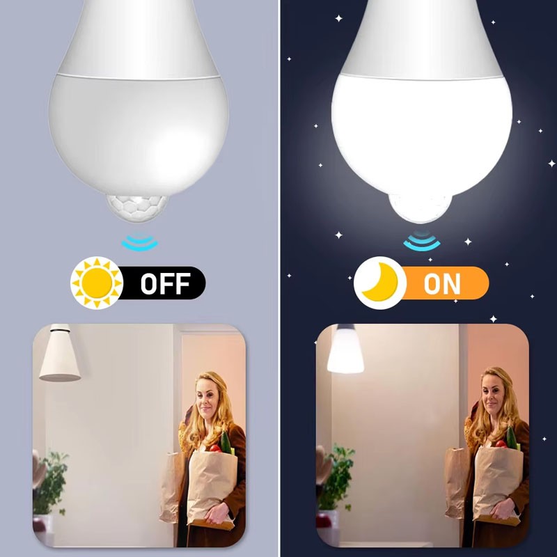 Bec cu senzor miscare, 12w, soclu e27, lumina alb rece