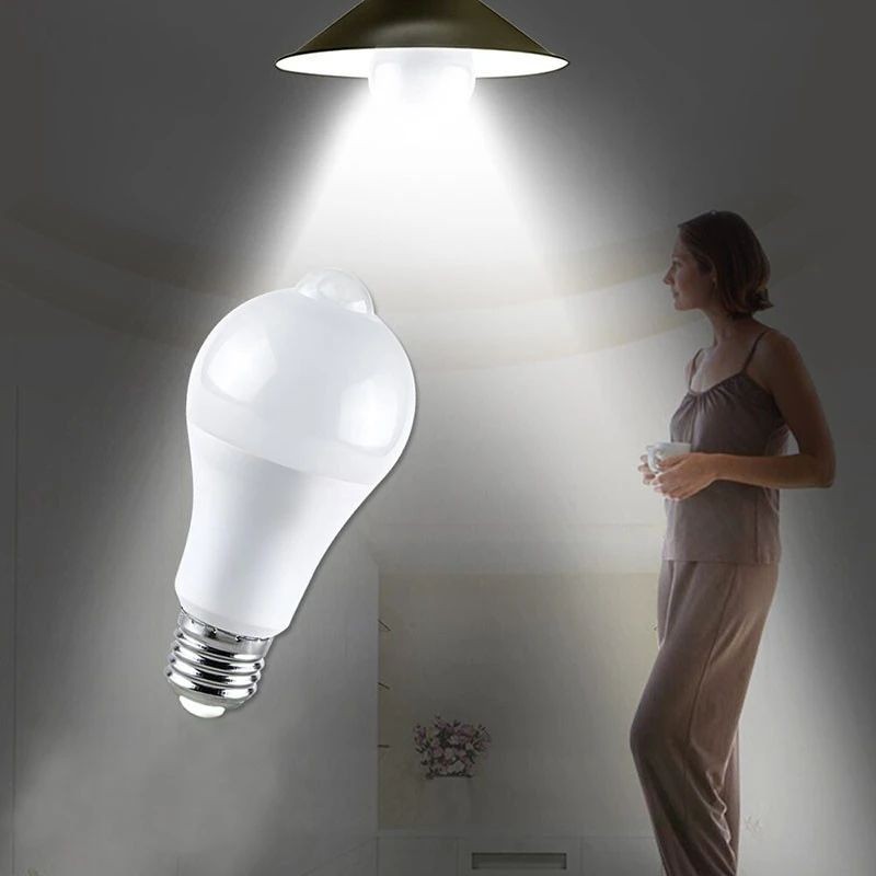 Bec cu senzor miscare, 12w, soclu e27, lumina alb rece
