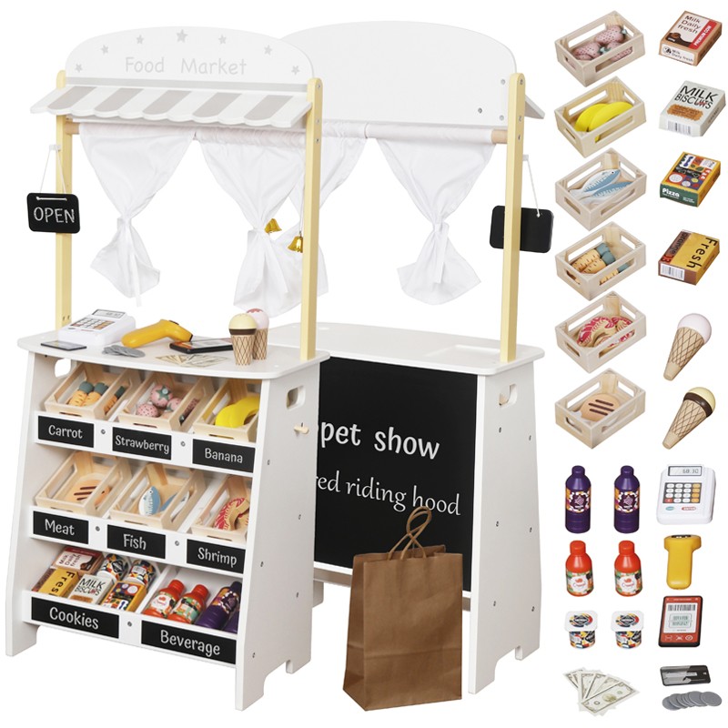 Magazin cu legume si fructe pentru copii, pos, casa de marcat, lazi, 45x24x97.5 cm