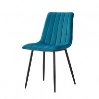 Scaun dining, tapiterie stofa, inaltime totala 91 cm, latime 43 cm, picioare metalice negre, stil elegant, verde