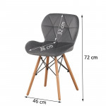 Scaun bucatarie, stil scandinav, tapiterie catifea gri, cadru lemn