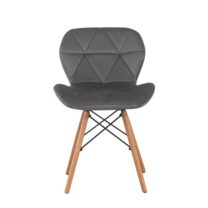 Scaun bucatarie, stil scandinav, tapiterie catifea gri, cadru lemn