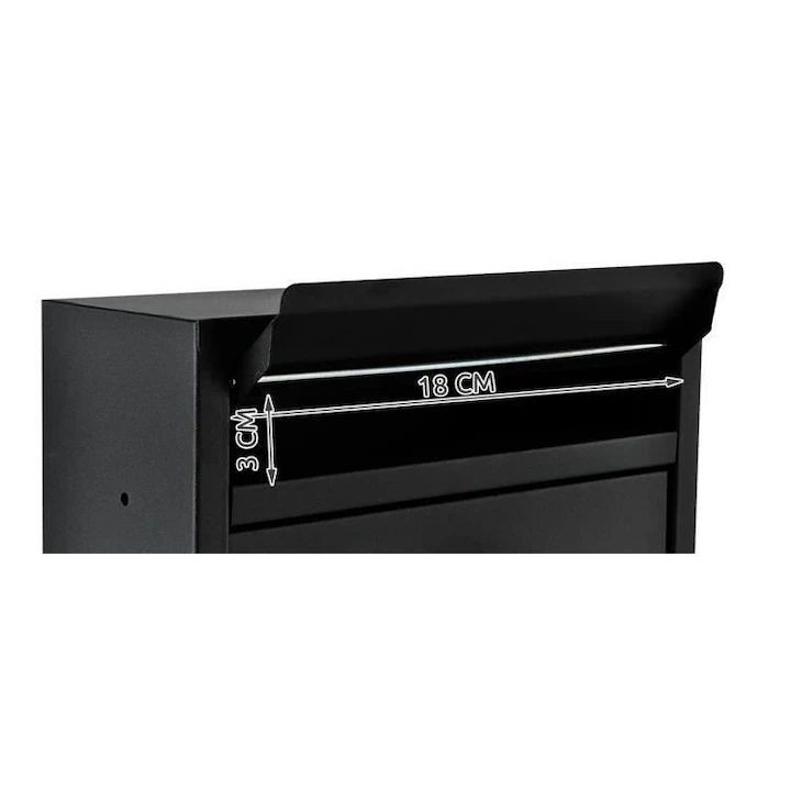 Cutie postala din otel galvanizat, 2 chei, accesorii montare, 21.5 x 8 x 32 cm, neagra