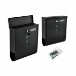 Cutie postala cu suport pentru ziare, 2 chei, de exterior, 33x30x8.5 cm, metal, negru