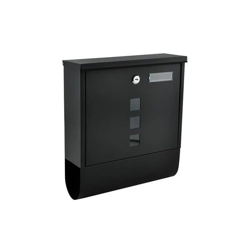 Cutie postala cu suport pentru ziare, 2 chei, de exterior, 33x30x8.5 cm, metal, negru