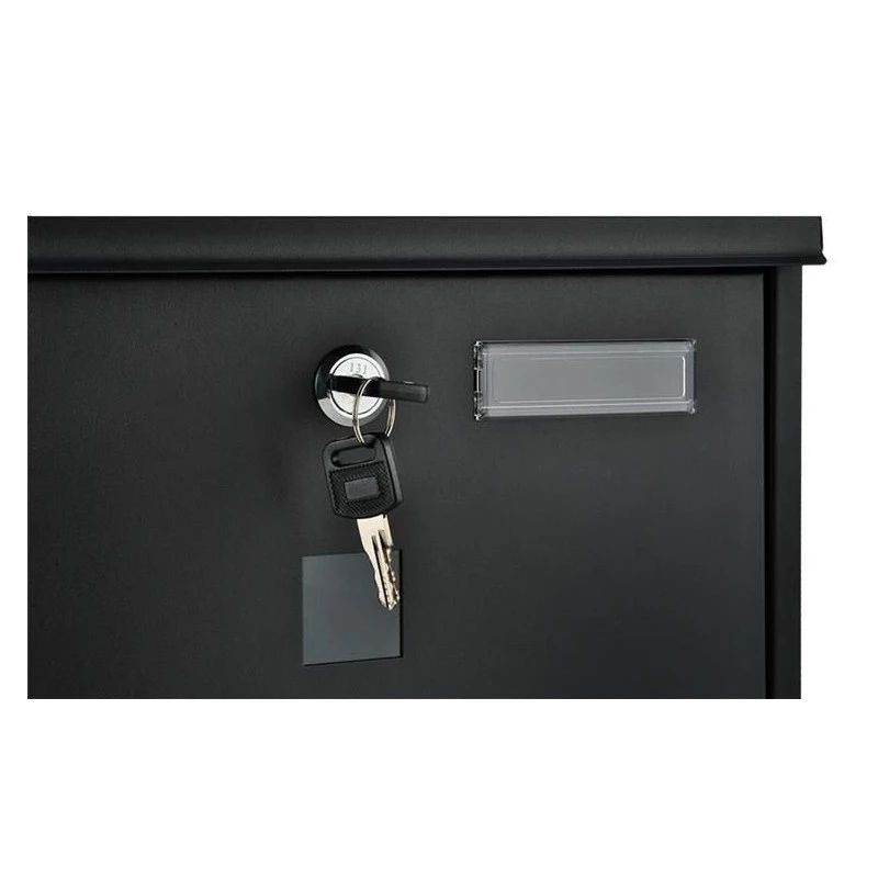 Cutie postala cu suport pentru ziare, 2 chei, de exterior, 33x30x8.5 cm, metal, negru