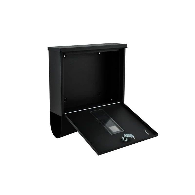 Cutie postala cu suport pentru ziare, 2 chei, de exterior, 33x30x8.5 cm, metal, negru