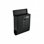Cutie postala cu suport pentru ziare, 2 chei, de exterior, 33x30x8.5 cm, metal, negru