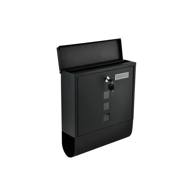 Cutie postala cu suport pentru ziare, 2 chei, de exterior, 33x30x8.5 cm, metal, negru