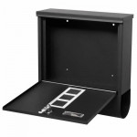 Cutie postala cu suport pentru ziare, 2 chei, de exterior, 33x30x8.5 cm, metal, negru