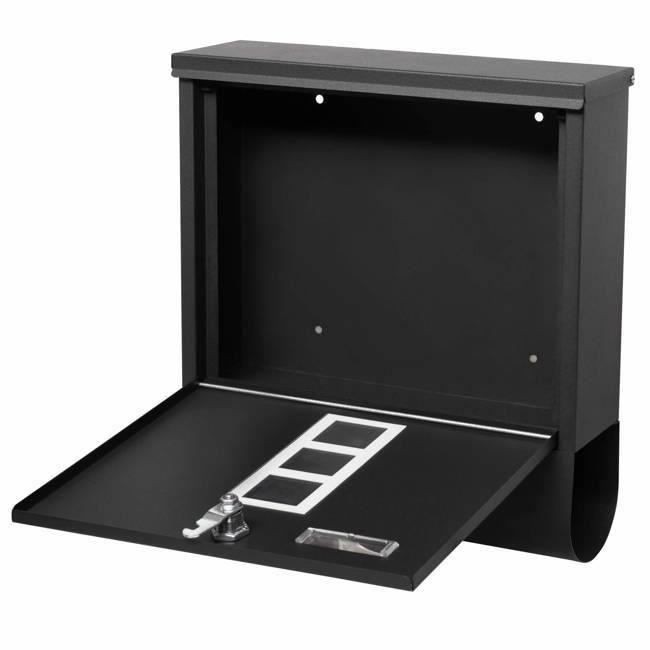 Cutie postala cu suport pentru ziare, 2 chei, de exterior, 33x30x8.5 cm, metal, negru