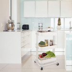 Raft universal de depozitare, 3 cosuri perforate, roti transport, abs si metal, 45x35x84 cm, alb