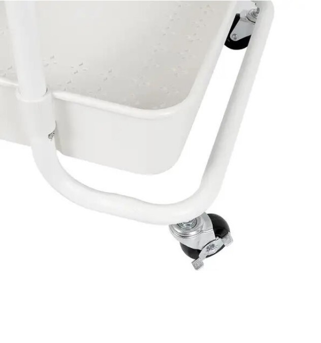 Raft universal de depozitare, 3 cosuri perforate, roti transport, abs si metal, 45x35x84 cm, alb