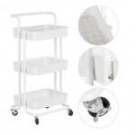 Raft universal de depozitare, 3 cosuri perforate, roti transport, abs si metal, 45x35x84 cm, alb