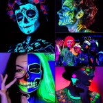 Vopsea glow uv albastru neon, formula non-toxica, pentru body painting, recipient 25 ml