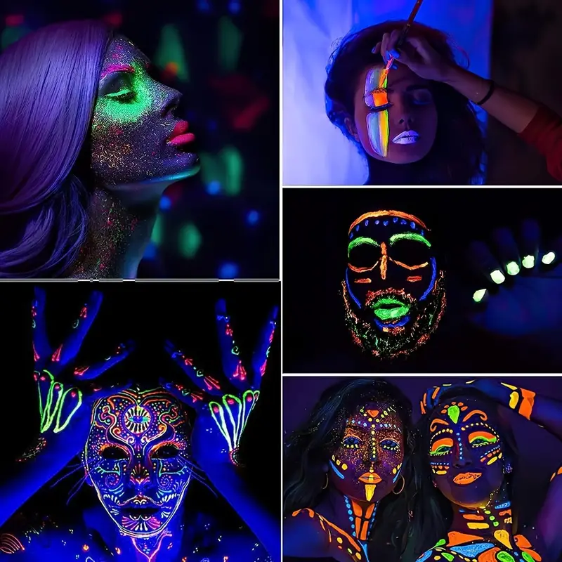 Vopsea glow uv albastru neon, formula non-toxica, pentru body painting, recipient 25 ml