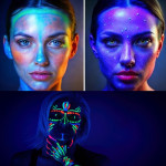 Vopsea glow uv neon, cantitate 25 ml, alba, pentru corp