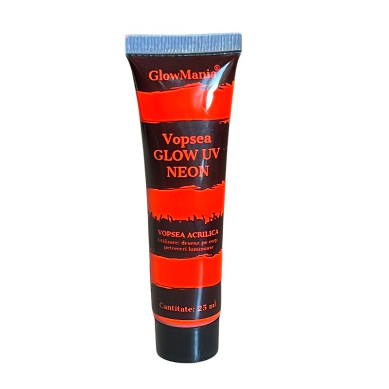 Vopsea glow uv neon rosie, pentru machiaj fata si corp, 25 ml