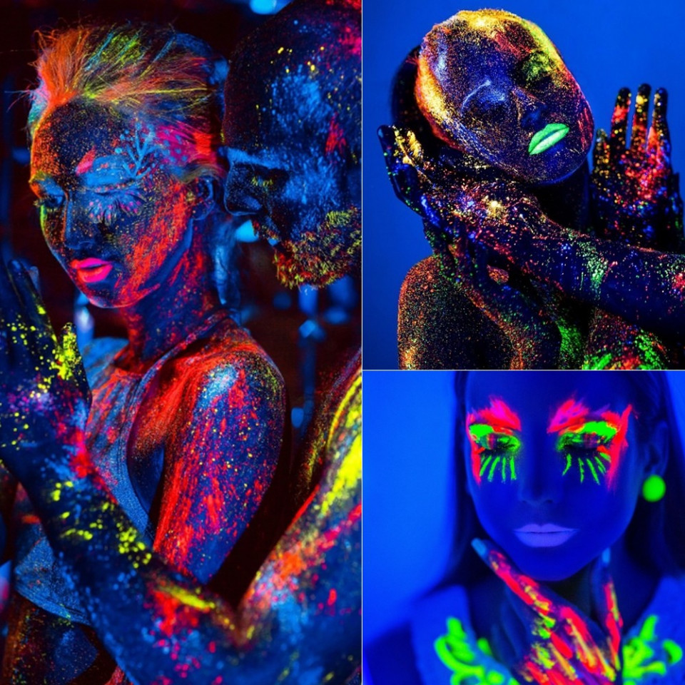 Vopsea glow uv neon rosie, pentru machiaj fata si corp, 25 ml