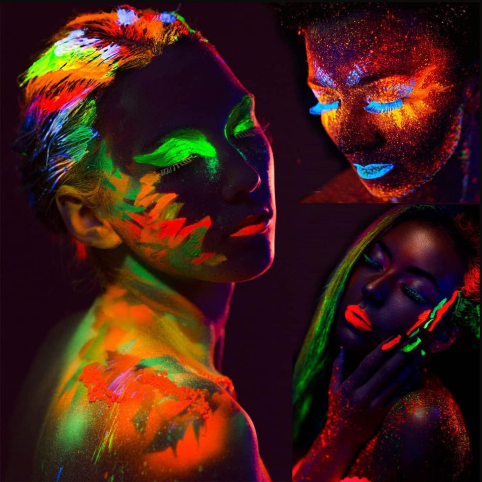 Vopsea glow uv neon rosie, pentru machiaj fata si corp, 25 ml