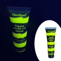 Vopsea glow uv galben neon pentru body painting, cantitate 25 ml, pe baza de apa