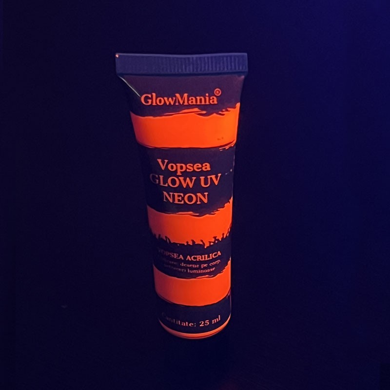 Vopsea glow uv neon rosie, pentru machiaj fata si corp, 25 ml