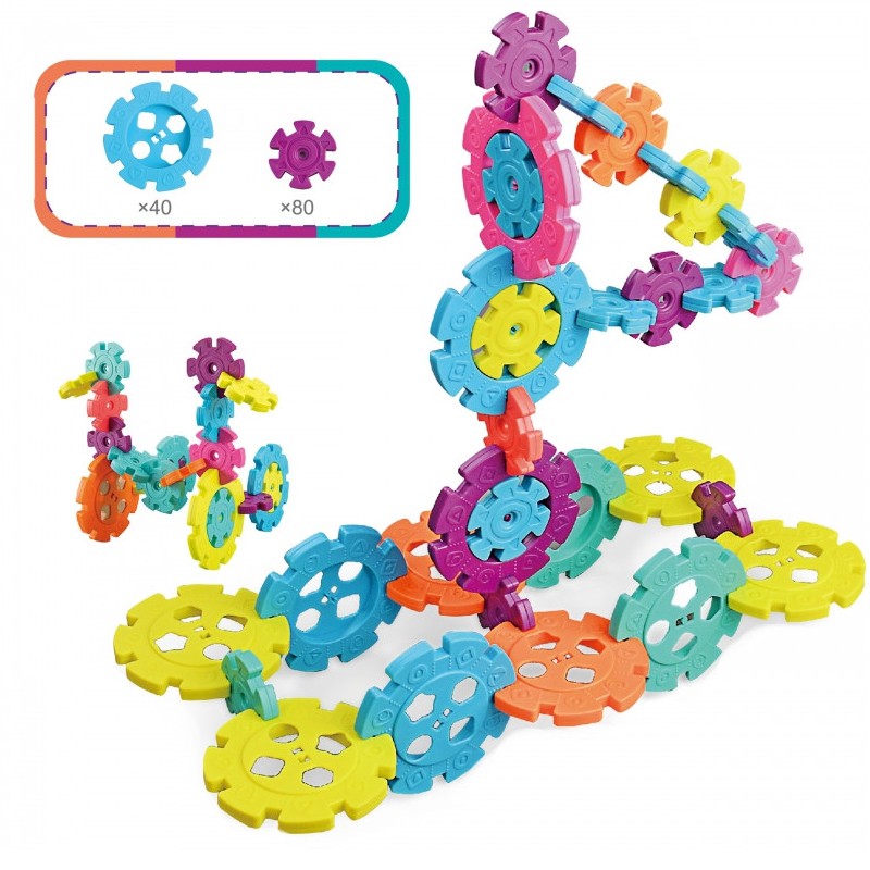 Set de constructie fulgi de zapada, 120 elemente diferite dimensiuni, multicolor
