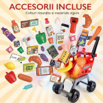 Set supermaket de jucarie, 54 accesorii, sunete, lumini, pos, scanner, cos cumparaturi, multicolor