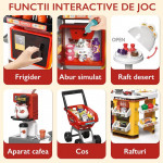 Set supermaket de jucarie, 54 accesorii, sunete, lumini, pos, scanner, cos cumparaturi, multicolor