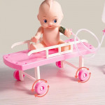 Trusa medicala cu 73 de accesorii pentru copii, ambulanta interactiva cu lumini si efecte sonore, bebelus, roz