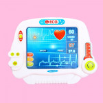 Kit medical pentru copii, 18 piese, carucior cu ekg, stetoscop, otoscop, bisturiu, foarfece, sunete si lumini, inaltime 58 cm