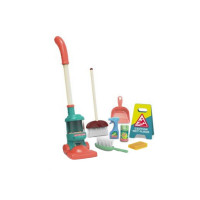 Set de curatenie pentru copii, 8 piese, aspirator, perii, racleta, lopatica, multicolor