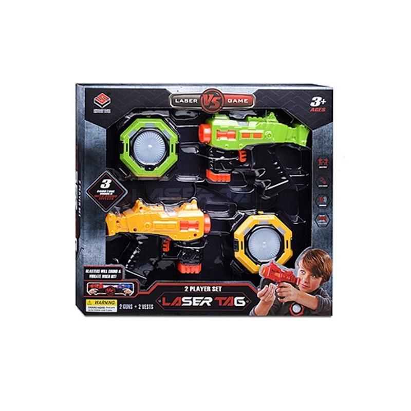 Set 2 arme de jucarie laser tag, efecte luminoase si sunete, baterii, 3 ani+