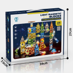 Set magnetic constructie 3d, circuit luminos interactiv steam, traseu bile, 105 piese, multicolor