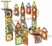 Set magnetic constructie 3d, circuit luminos interactiv steam, traseu bile, 105 piese, multicolor