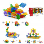 Set blocuri constructie, 218 piese diferite forme, jucarie steam, multicolor