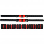 Set haltere si gantere, sarcina 2x10 kg, bara conectare, 12 discuri de diferite greutati, negru/rosu