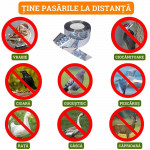 Banda reflectorizanta anti pasari, model holografic, pvc, latime 5 cm, 80 m,argintie