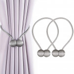 Bratara magnetica de prindere perdele si draperii, set 2 bucati, argintiu