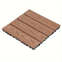 Placa wpc deck terasa, 30x30 cm, grosime 2.2 cm, amenajari exterioare, sistem interconectare, culoare tec, aspect lemn