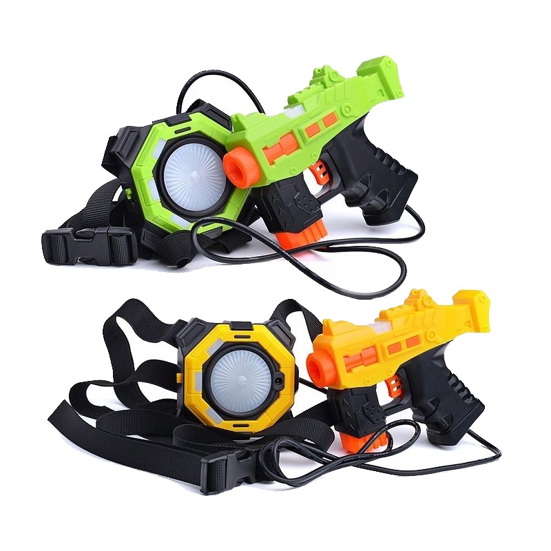 Set 2 arme de jucarie laser tag, efecte luminoase si sunete, baterii, 3 ani+