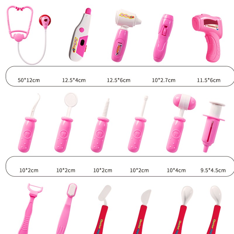 Trusa medicala cu 73 de accesorii pentru copii, ambulanta interactiva cu lumini si efecte sonore, bebelus, roz