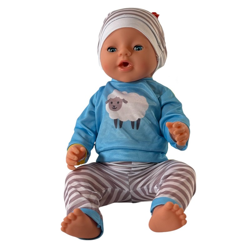 Papusa interactiva care face pipi, farfurie, olita, suzeta, pampers, inaltime 45 cm, 3 ani+