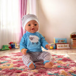 Papusa interactiva care face pipi, farfurie, olita, suzeta, pampers, inaltime 45 cm, 3 ani+