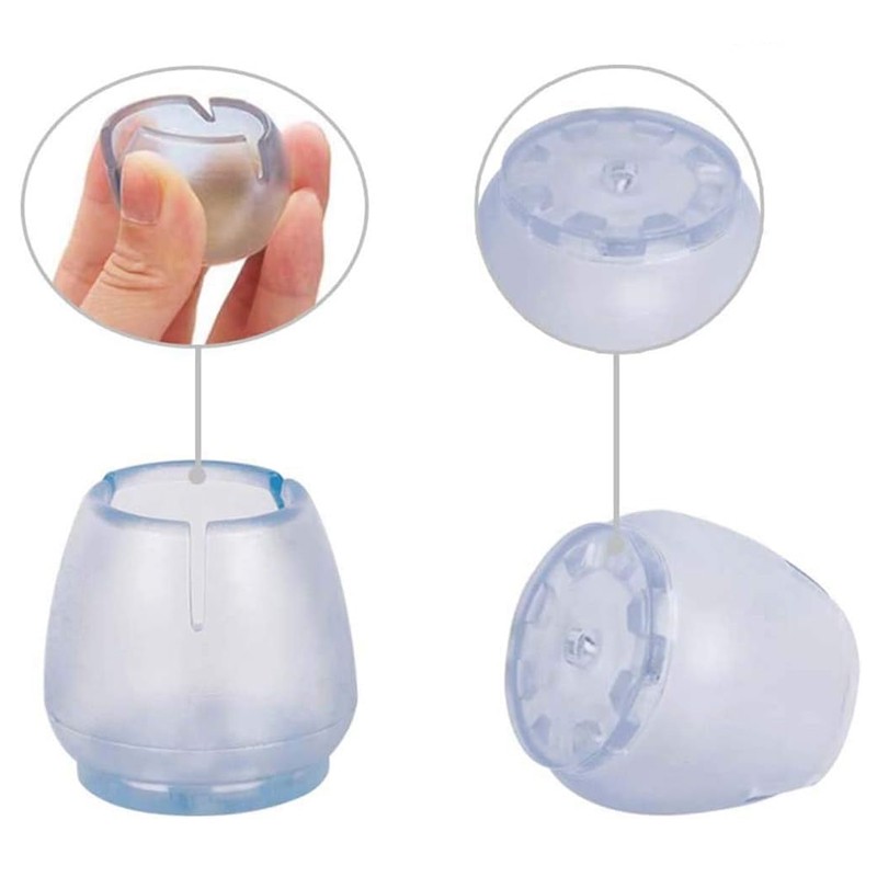 Protectie pentru picioare de mobilier, silicon, transparent, set 8 bucati