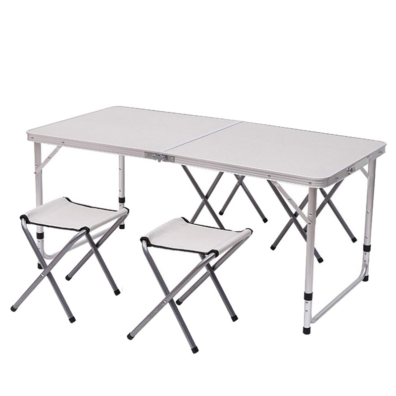 Set masa cu 4 scaune pentru camping, inaltime masa reglabila, 120x60x70/62/55 cm, aluminiu