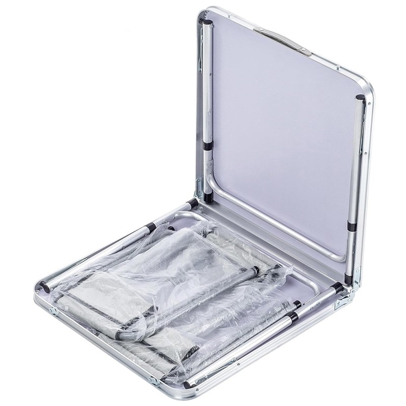 Set masa cu 4 scaune pentru camping, inaltime masa reglabila, 120x60x70/62/55 cm, aluminiu