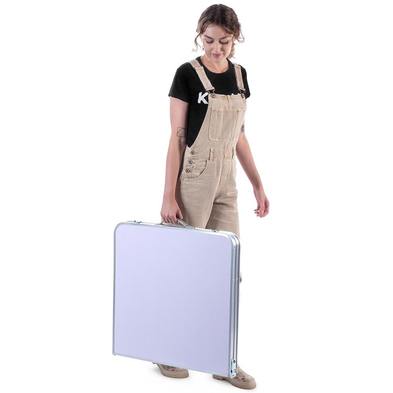 Set masa cu 4 scaune pentru camping, inaltime masa reglabila, 120x60x70/62/55 cm, aluminiu
